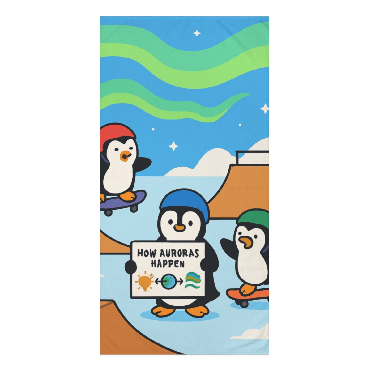 Aurora Skate Park Penguins unique gift towels
