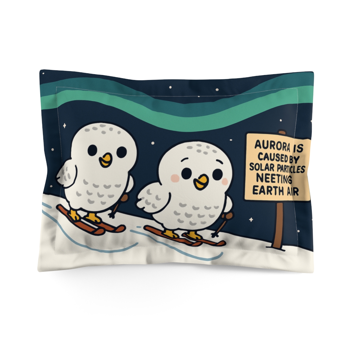 Aurora Skiing Snowy Owls unique shape pillows