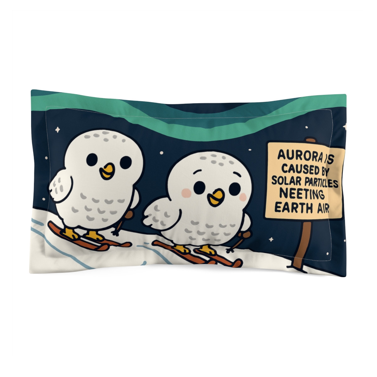 Aurora Skiing Snowy Owls unique shape pillows