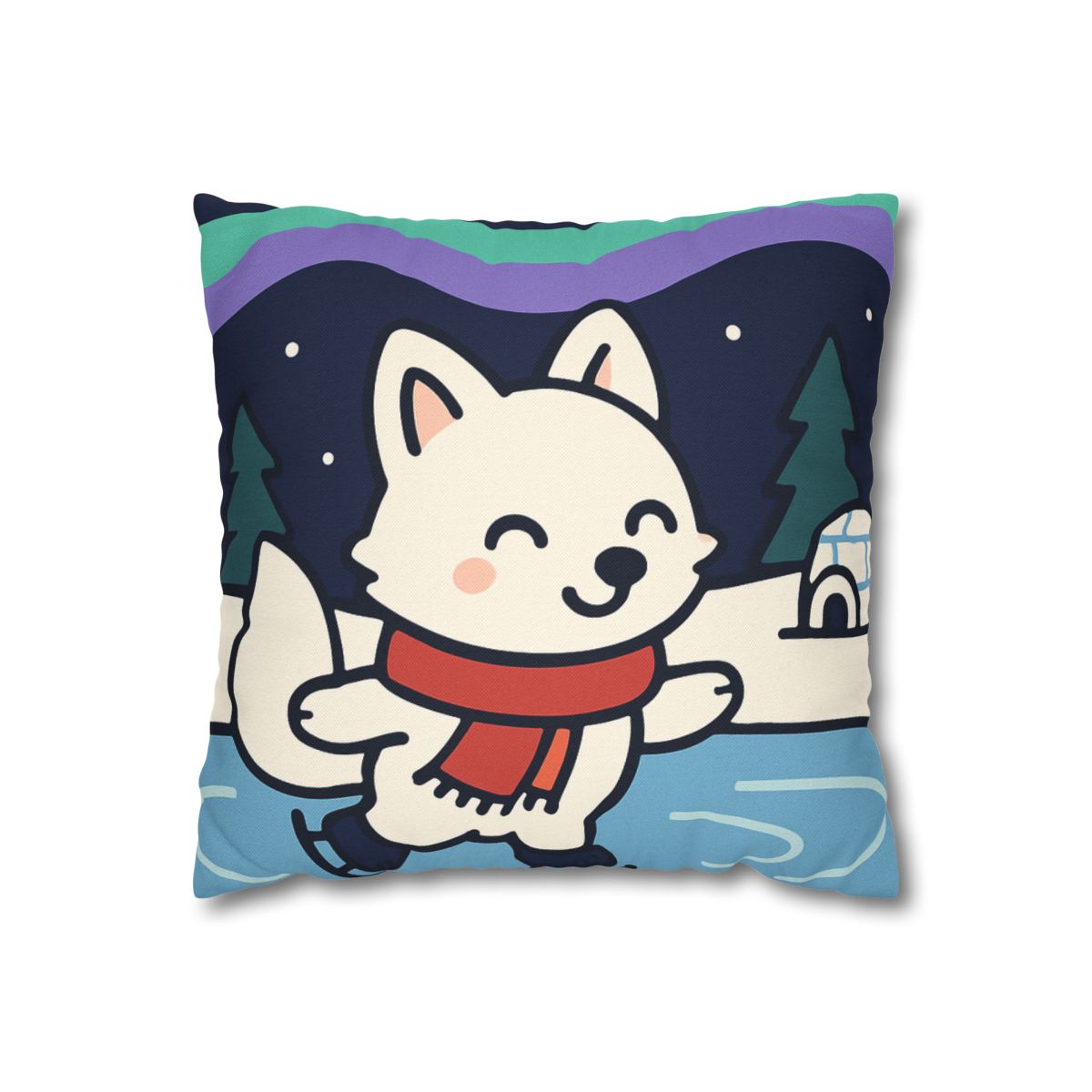 Aurora Snow Fox Skate Night trendy patterned pillow cases