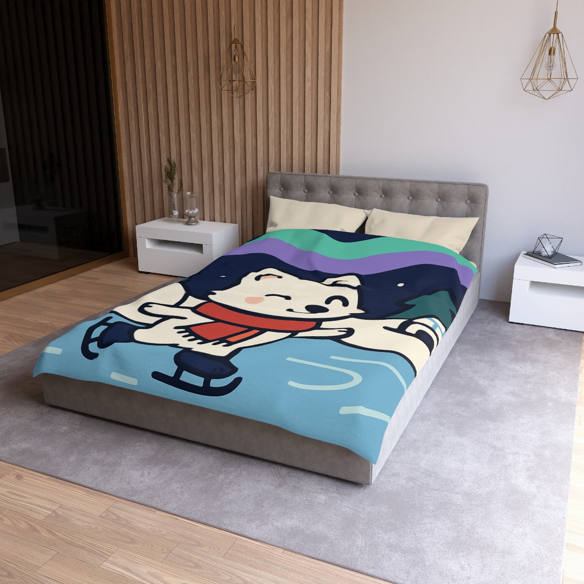 Aurora Snow Fox Skate Night custom duvets
