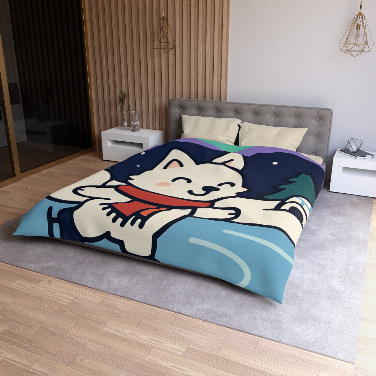 Aurora Snow Fox Skate Night custom duvets