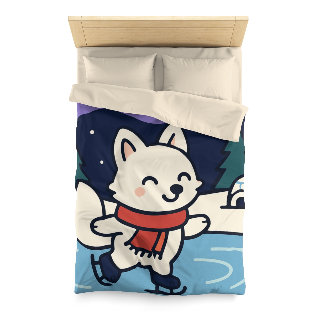 Aurora Snow Fox Skate Night custom duvets