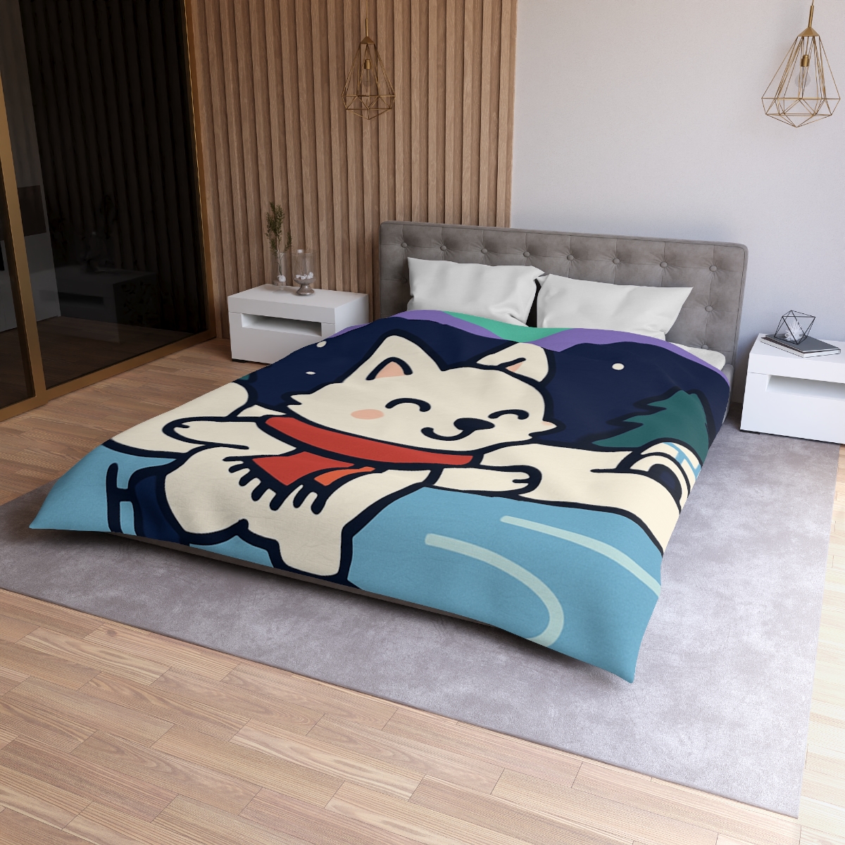 Aurora Snow Fox Skate Night custom duvets