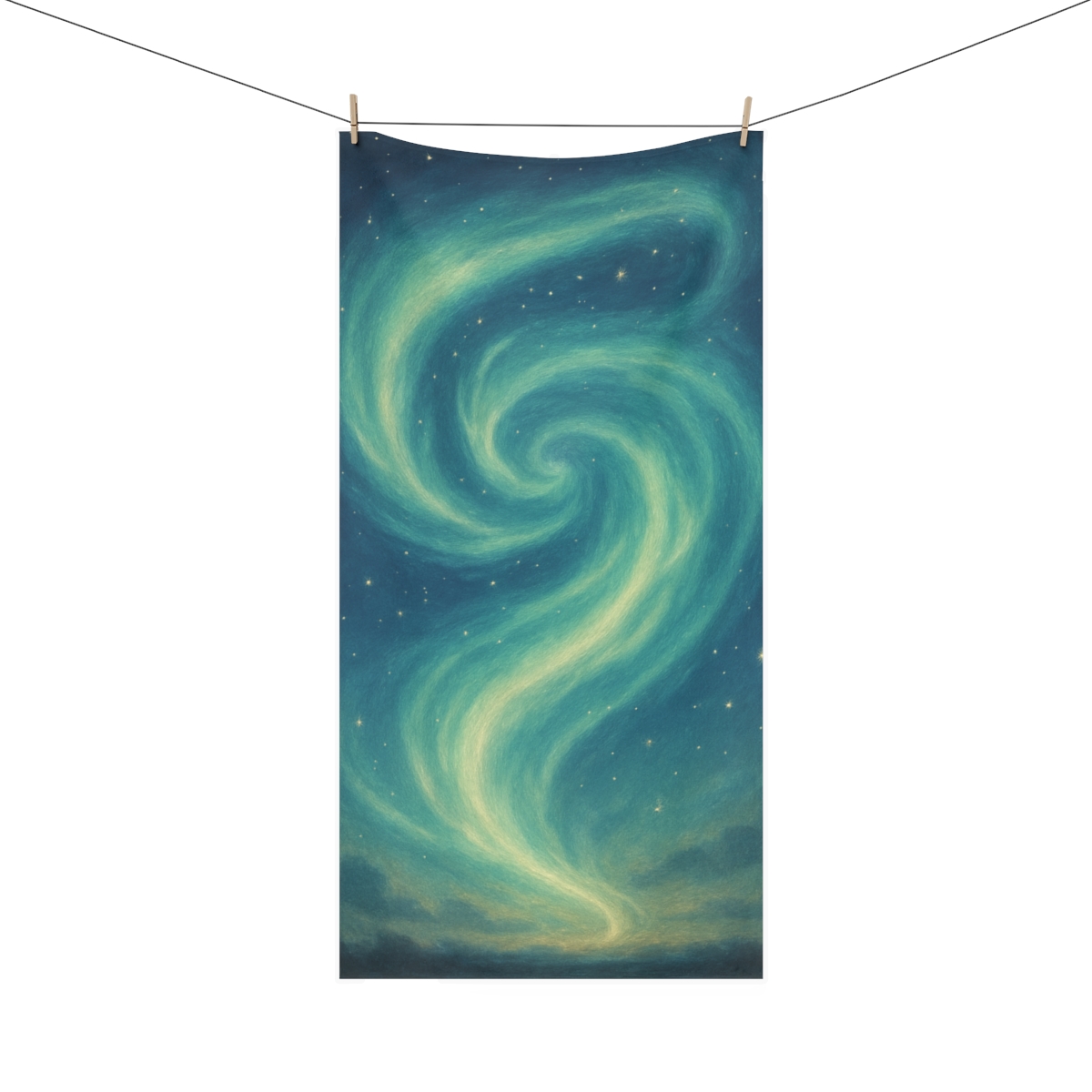 Aurora Spiral Starstream designer printed towels