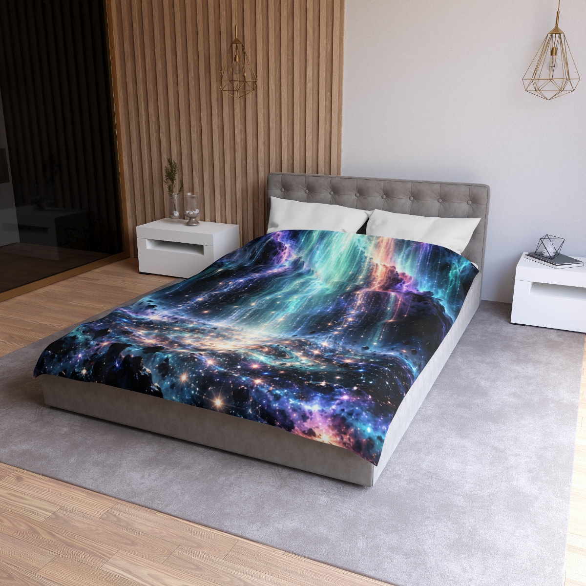 Aurora Starfall Cascade designer printed duvets [AI-3dc4d35a-5cf5e6abeec0]