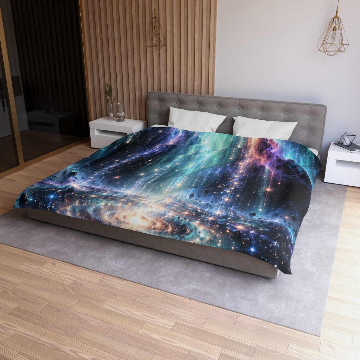 Aurora Starfall Cascade designer printed duvets [AI-3dc4d35a-c3837917df23]
