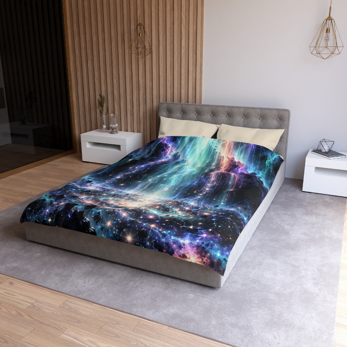 Aurora Starfall Cascade designer printed duvets [AI-3dc4d35a-744764297d6b]