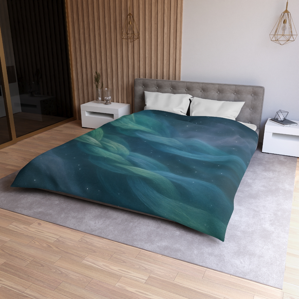 Auroral Nebula Weave designer printed duvets