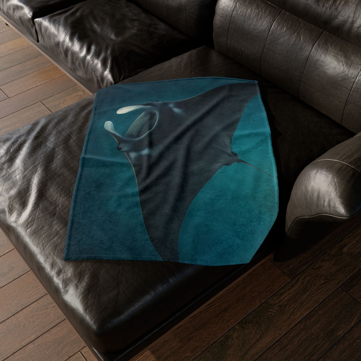 Cosmic Glide Manta Ray personalized cozy blankets