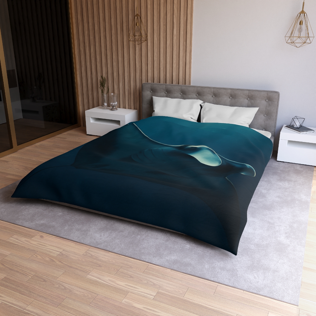 Starlit Glide Manta Ray stylish duvet covers