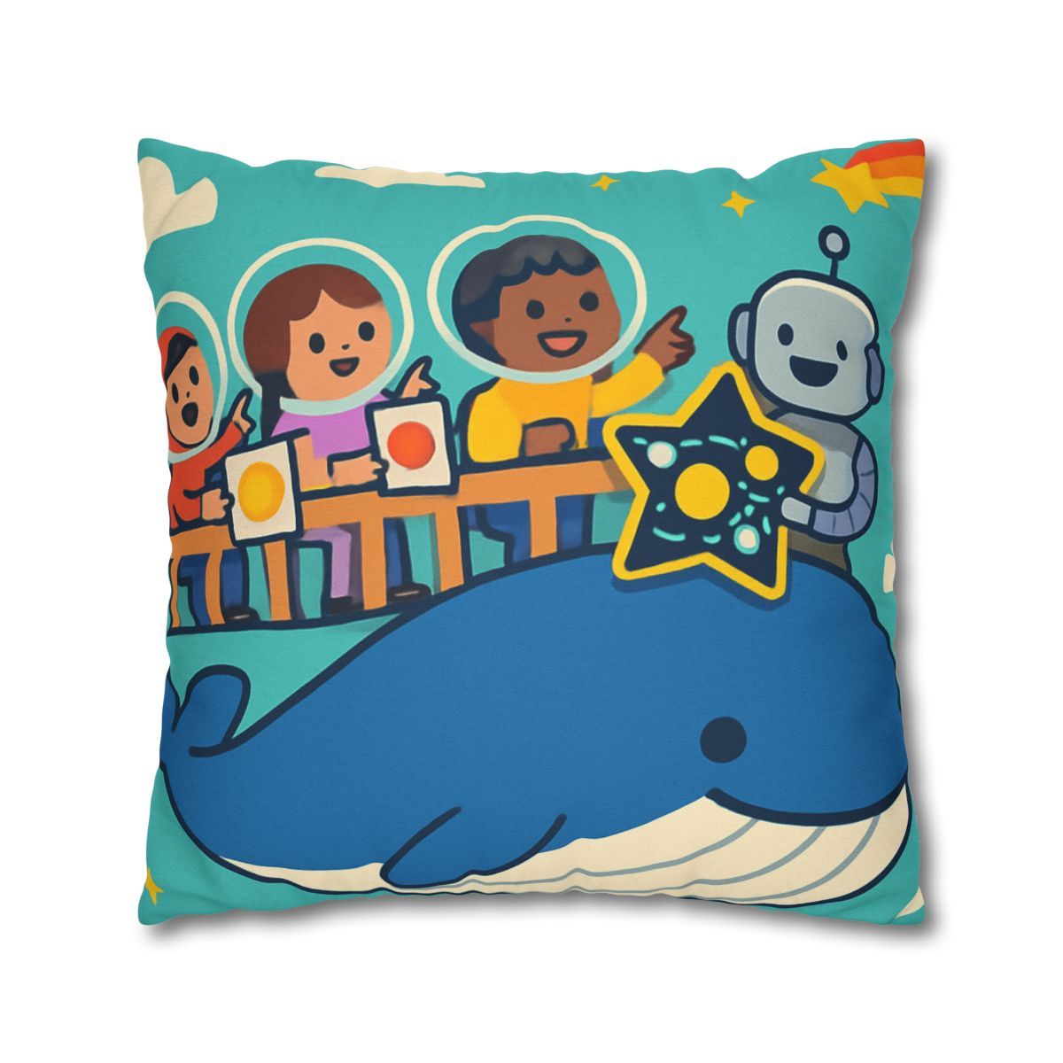 Comet Classroom In The Sky Whale designer print pillow cases