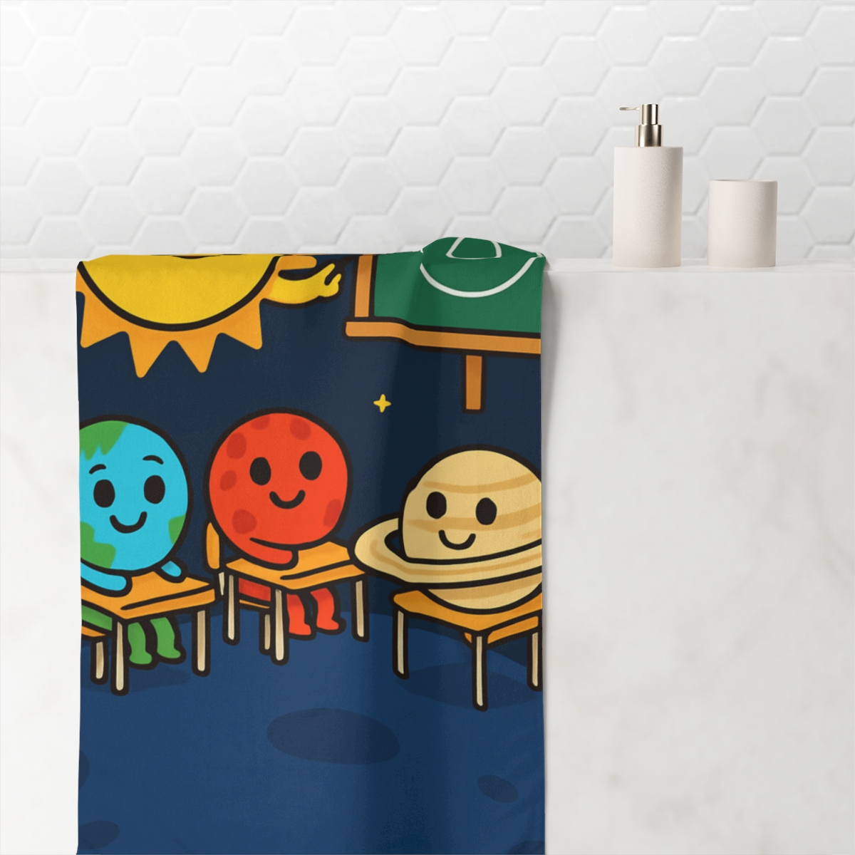 Cosmic Classroom With Planet Pals custom towels