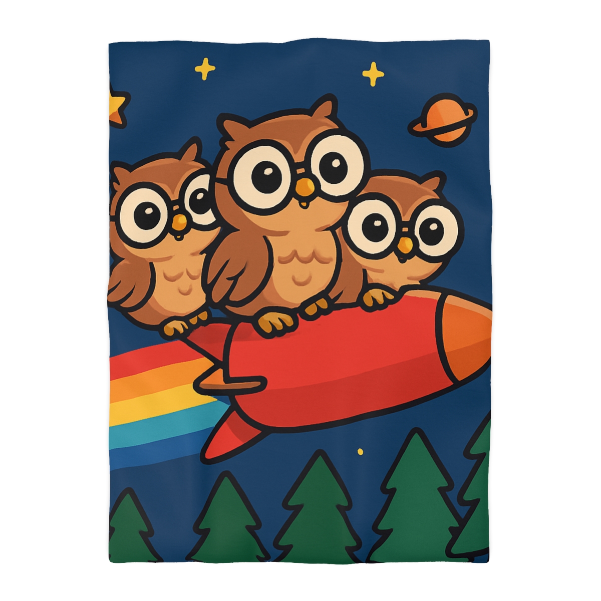 Rocket Riding Forest Owls warm winter duvets