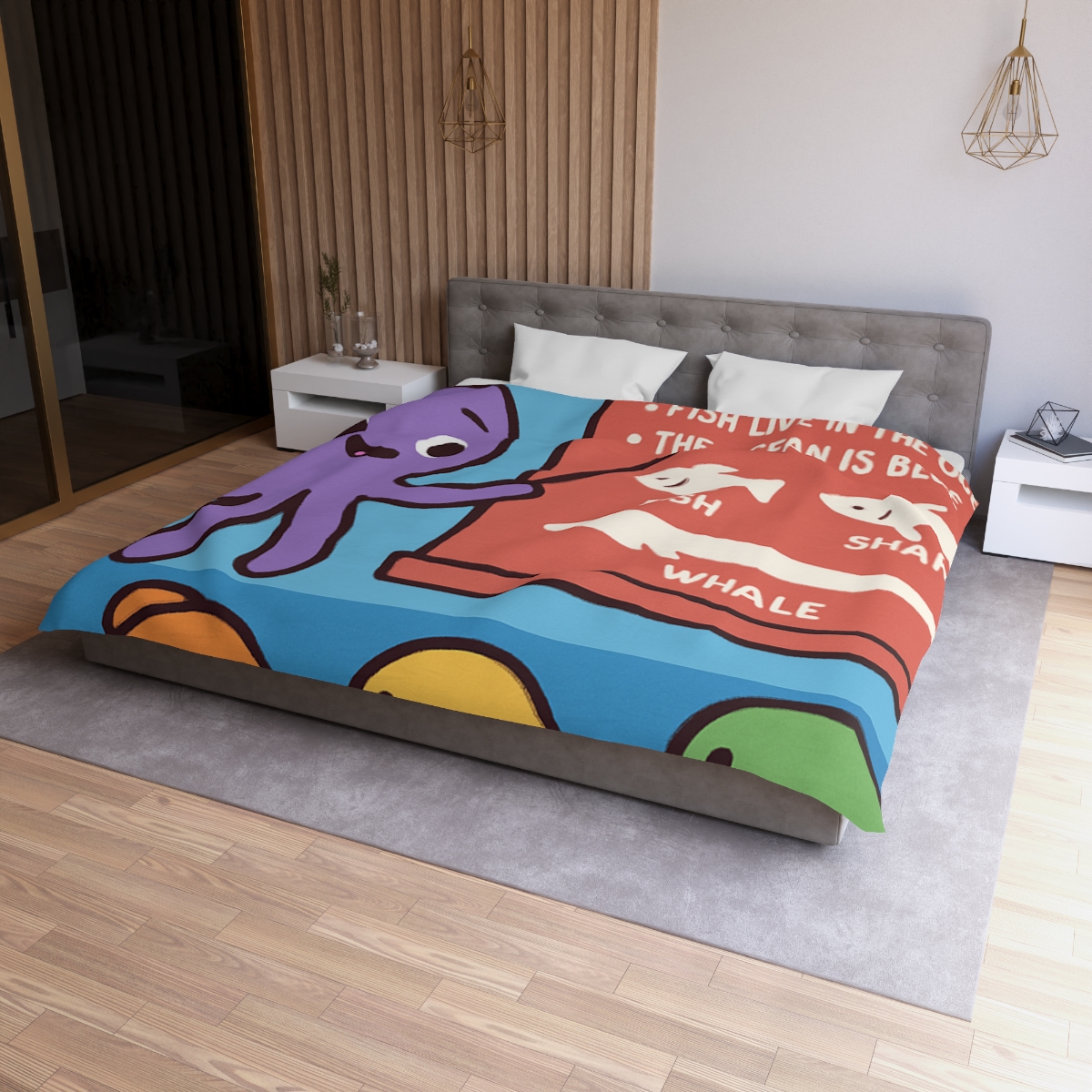 Coral Classroom With Professor Octopus designer printed duvets