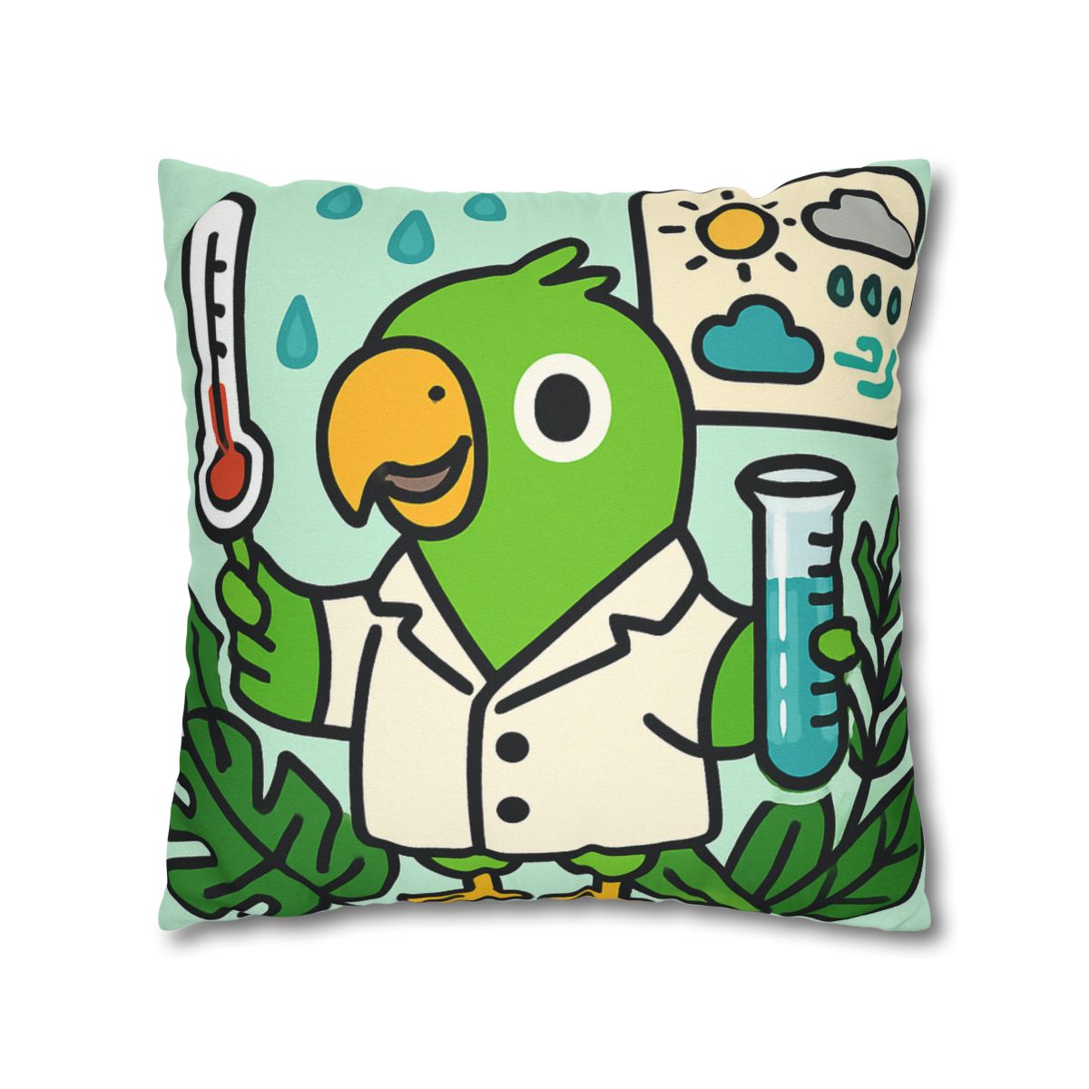 Rainforest Weather Lab With Parrot Scientist stylish decorative pillowcases