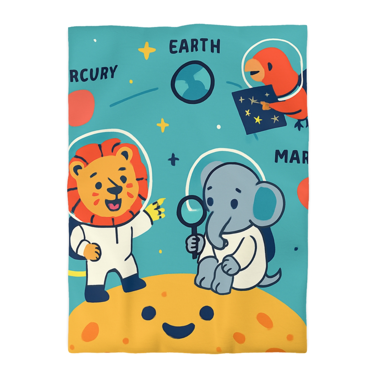 Starry Science Safari designer printed duvets
