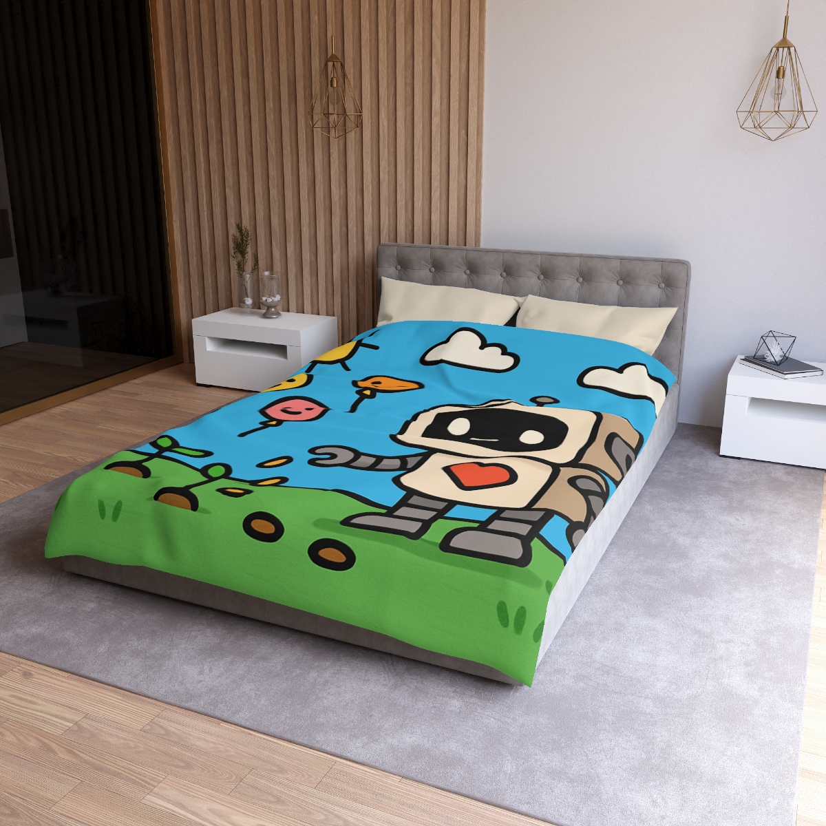 Robot Garden Of Flying Seeds designer printed duvets