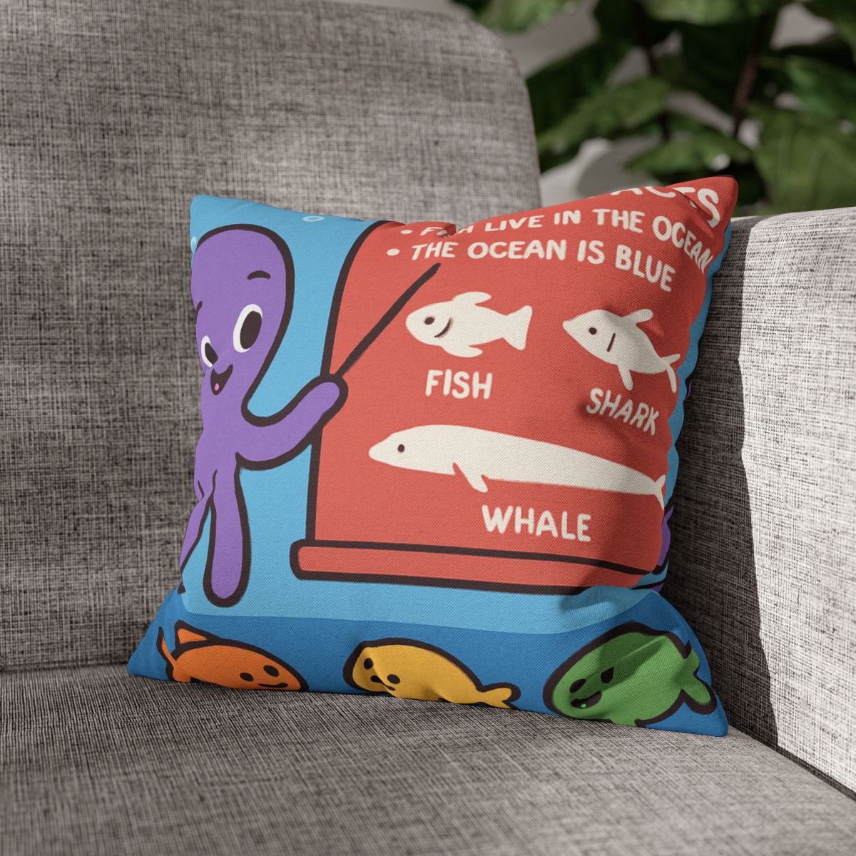 Coral Classroom With Professor Octopus soft cotton pillow cases