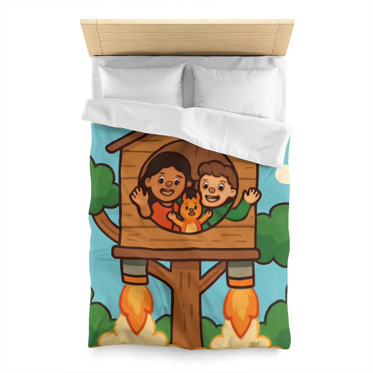 Rocket Powered Treehouse Forest unique patterned duvets