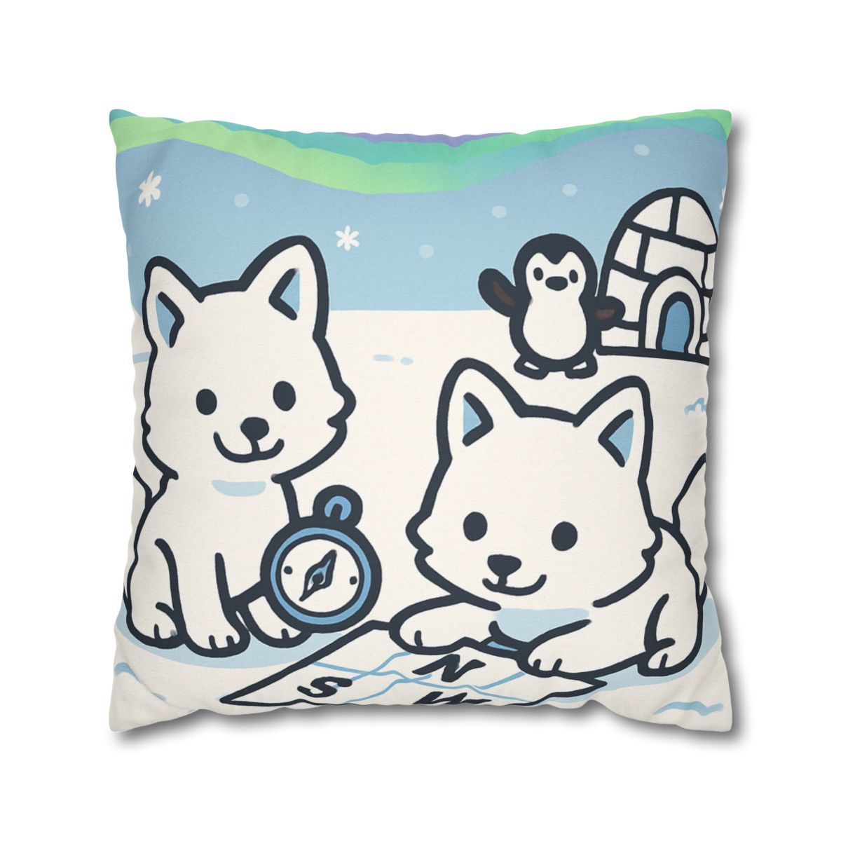 Polar Aurora Map Makers trendy patterned pillow cases