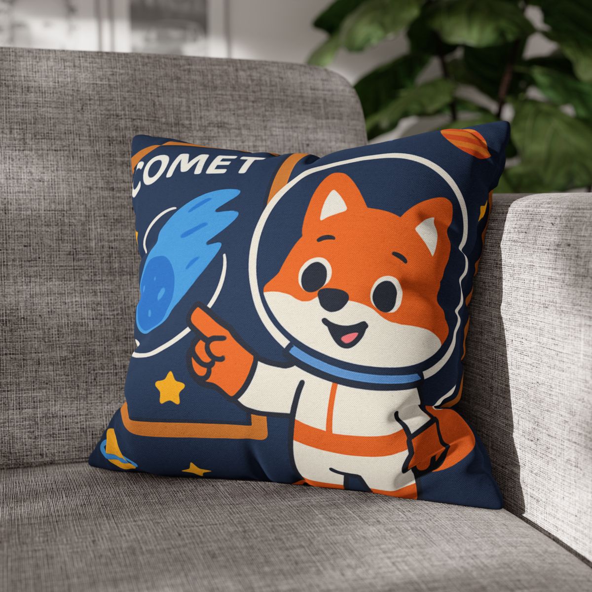 Comet Classroom With Curious Space Fox soft cotton pillow cases