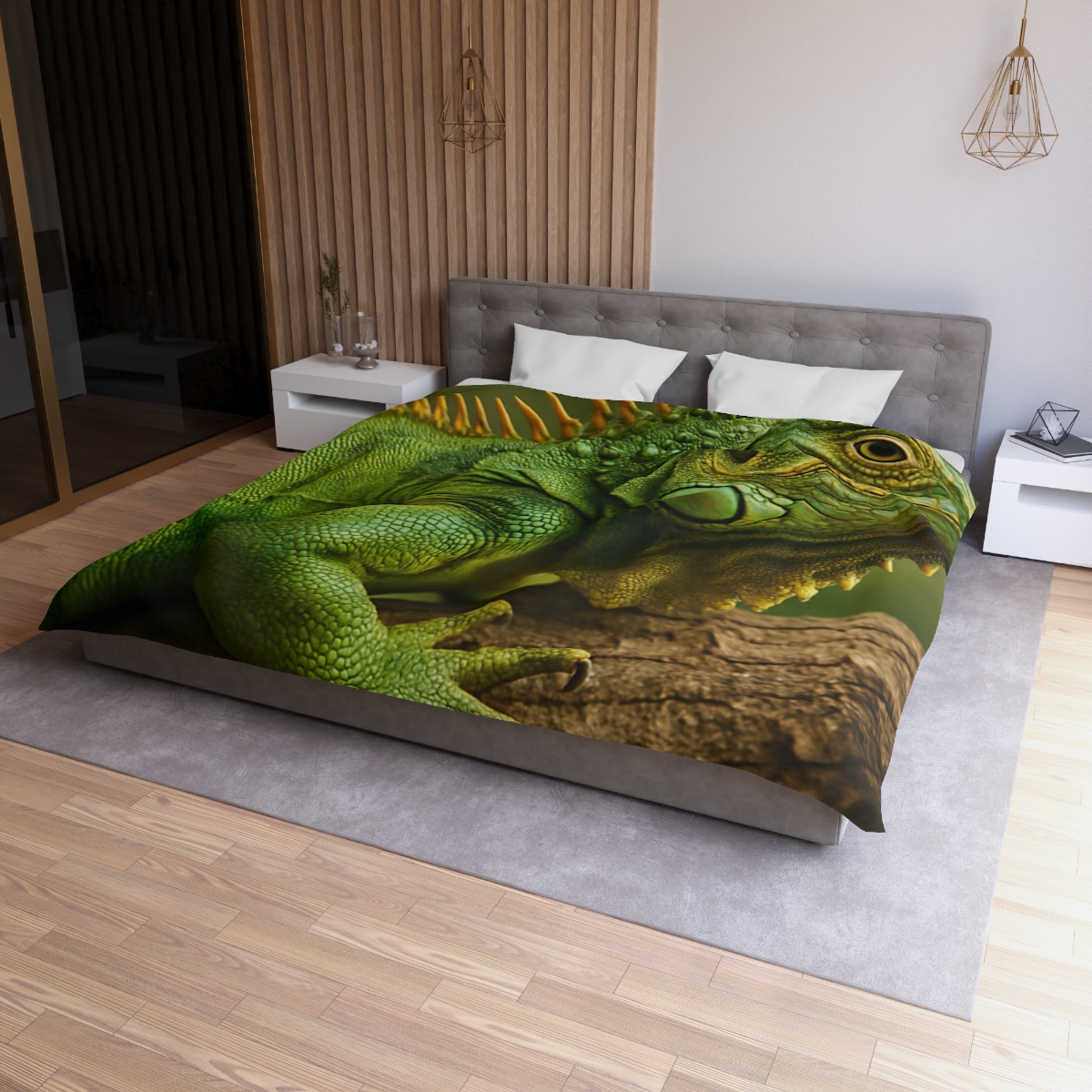 Emerald Drift Green Iguana personalized bedding duvets