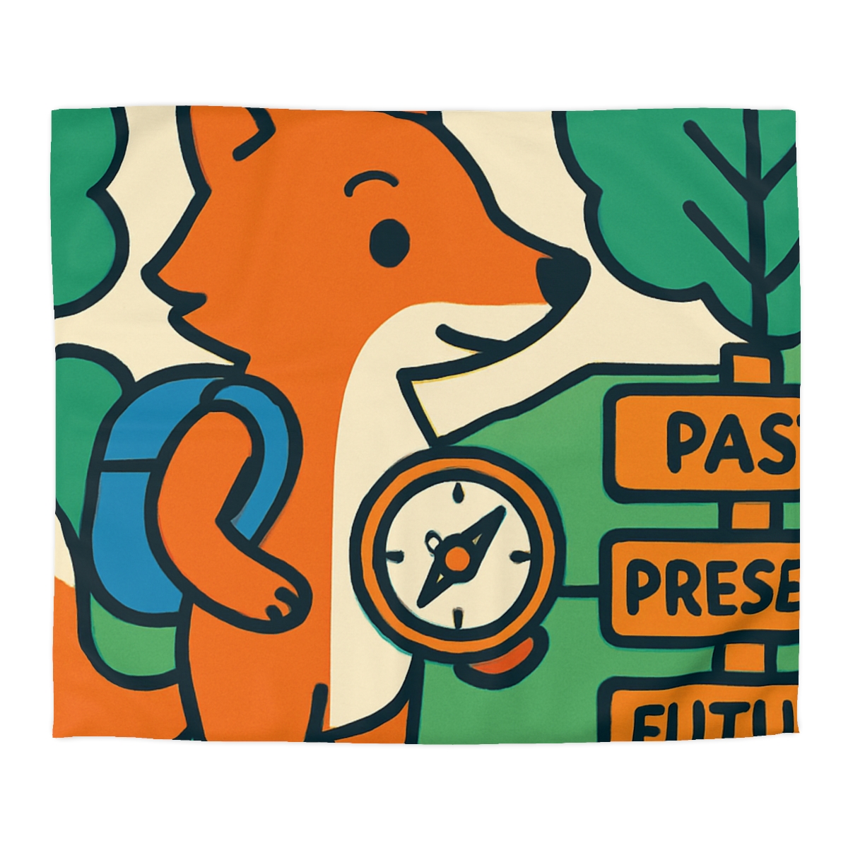 Time Traveling Forest Fox designer printed duvets