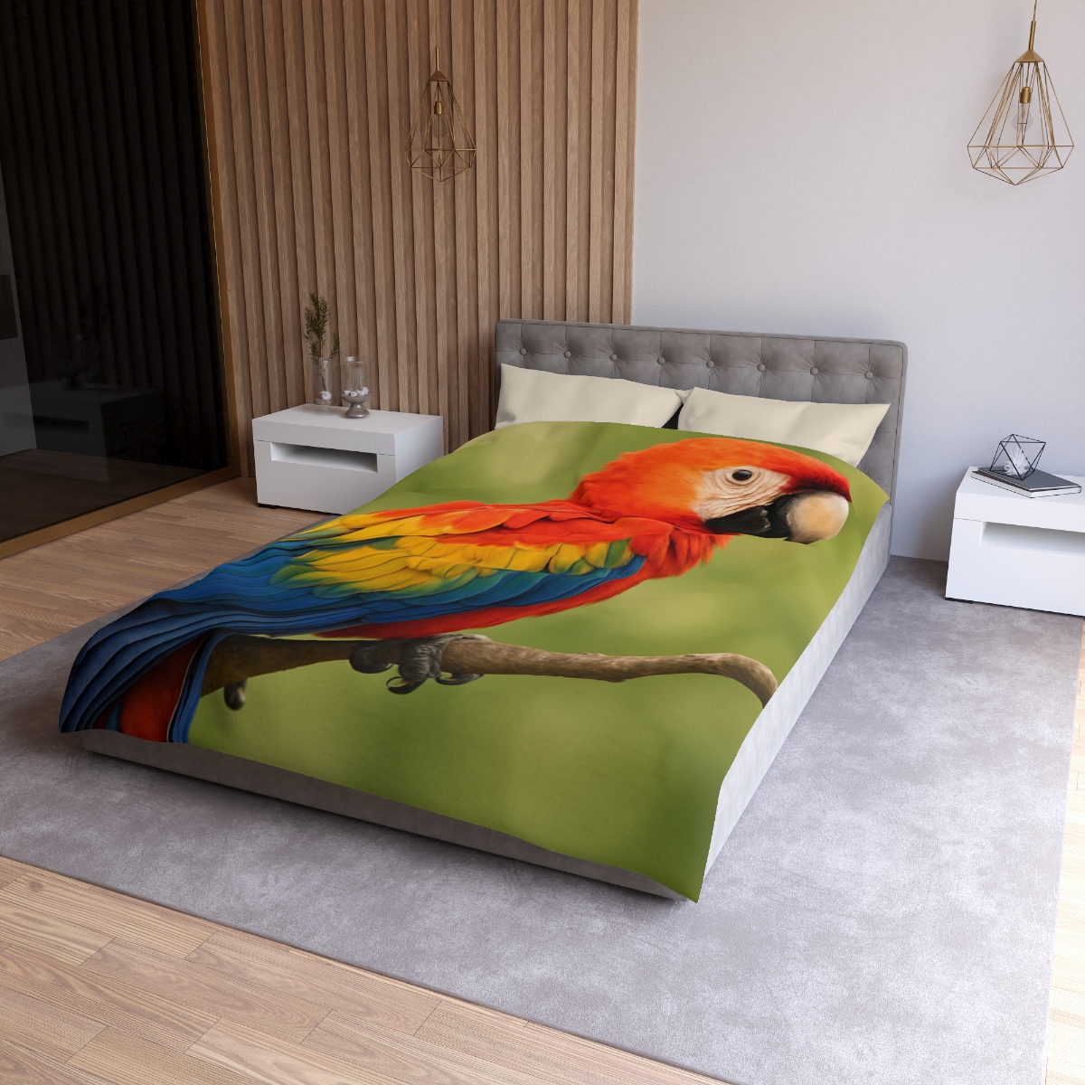 Crimson Cascade Scarlet Macaw custom duvets