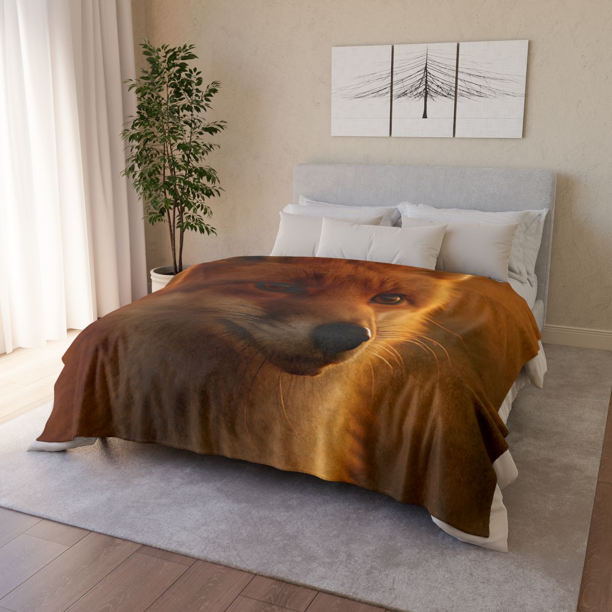 Crimson Whisper Red Fox soft fleece blankets