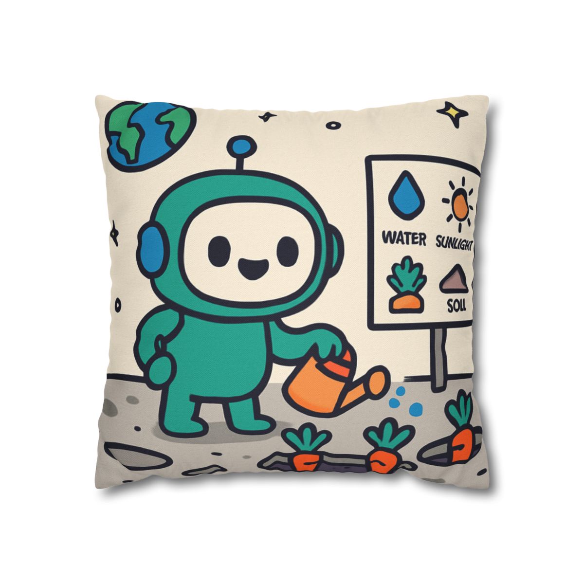 Moon Garden Robot Growing Crater Carrots unique gift pillow cases