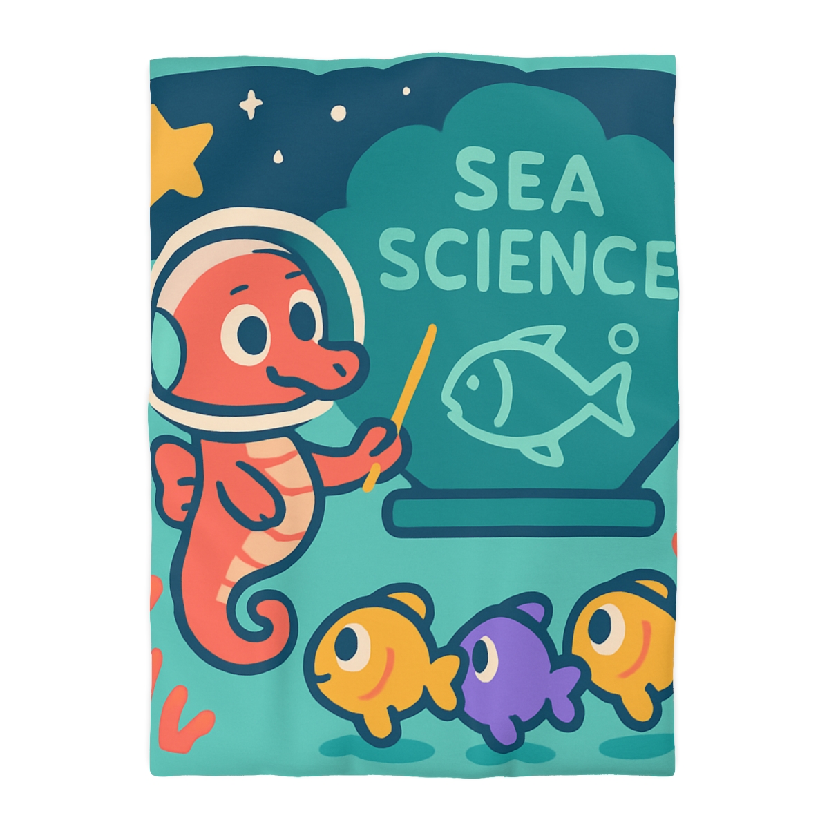 Galactic Seahorse Classroom personalized bedding duvets