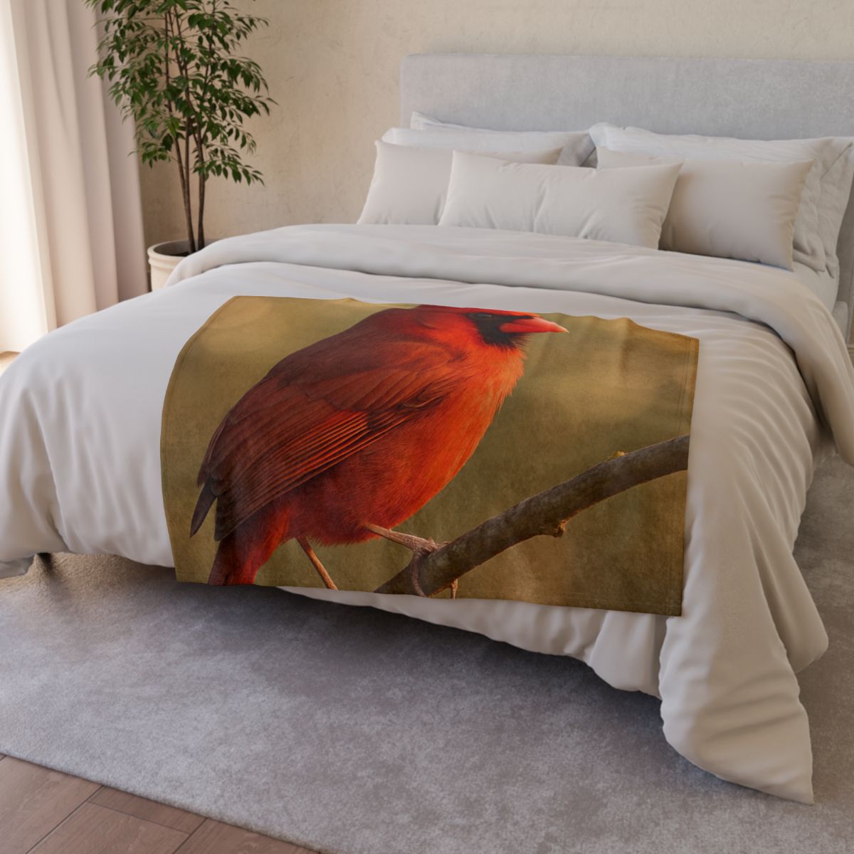 Crimson Pulse Northern Cardinal warm winter blankets