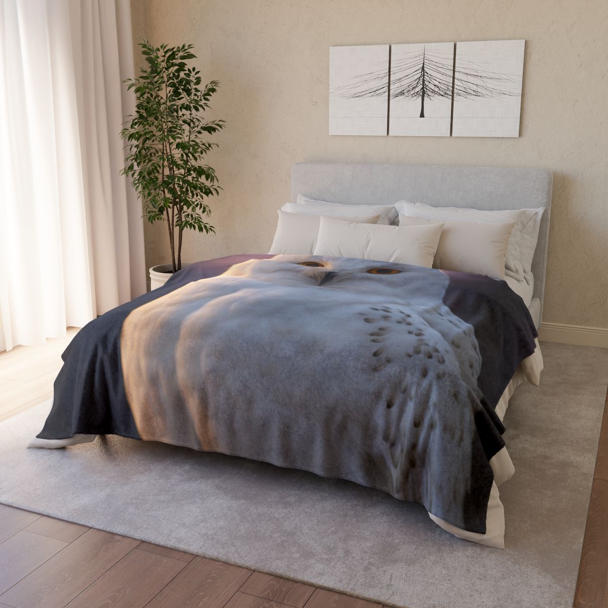 Twilight Watcher Snowy Owl soft fleece blankets