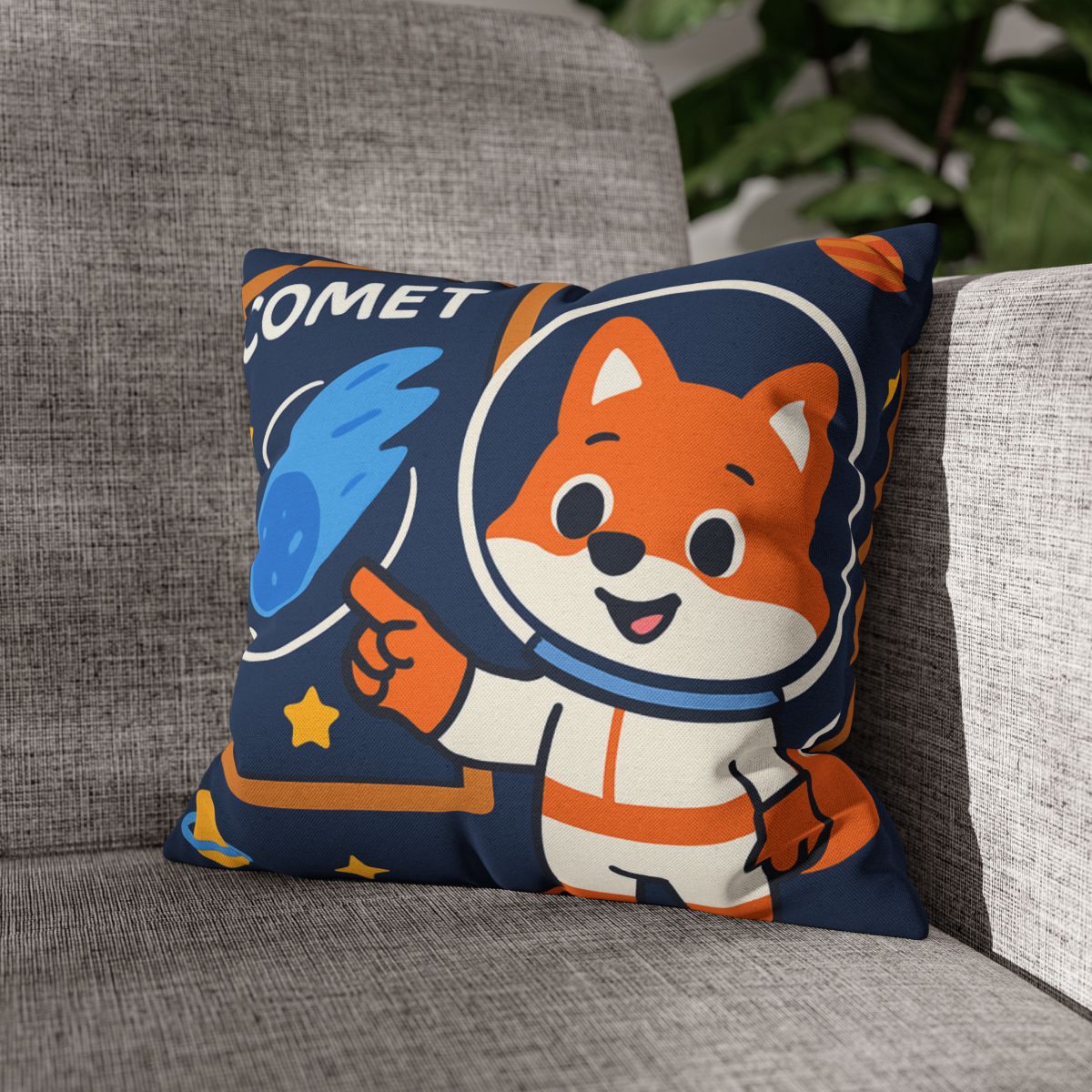 Comet Classroom With Curious Space Fox soft cotton pillow cases