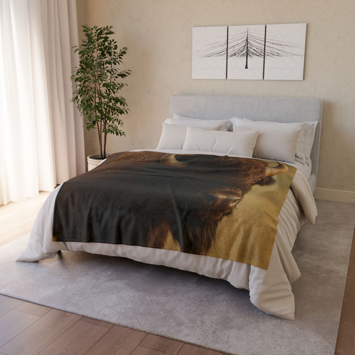 Thunder Stillness American Bison soft fleece blankets