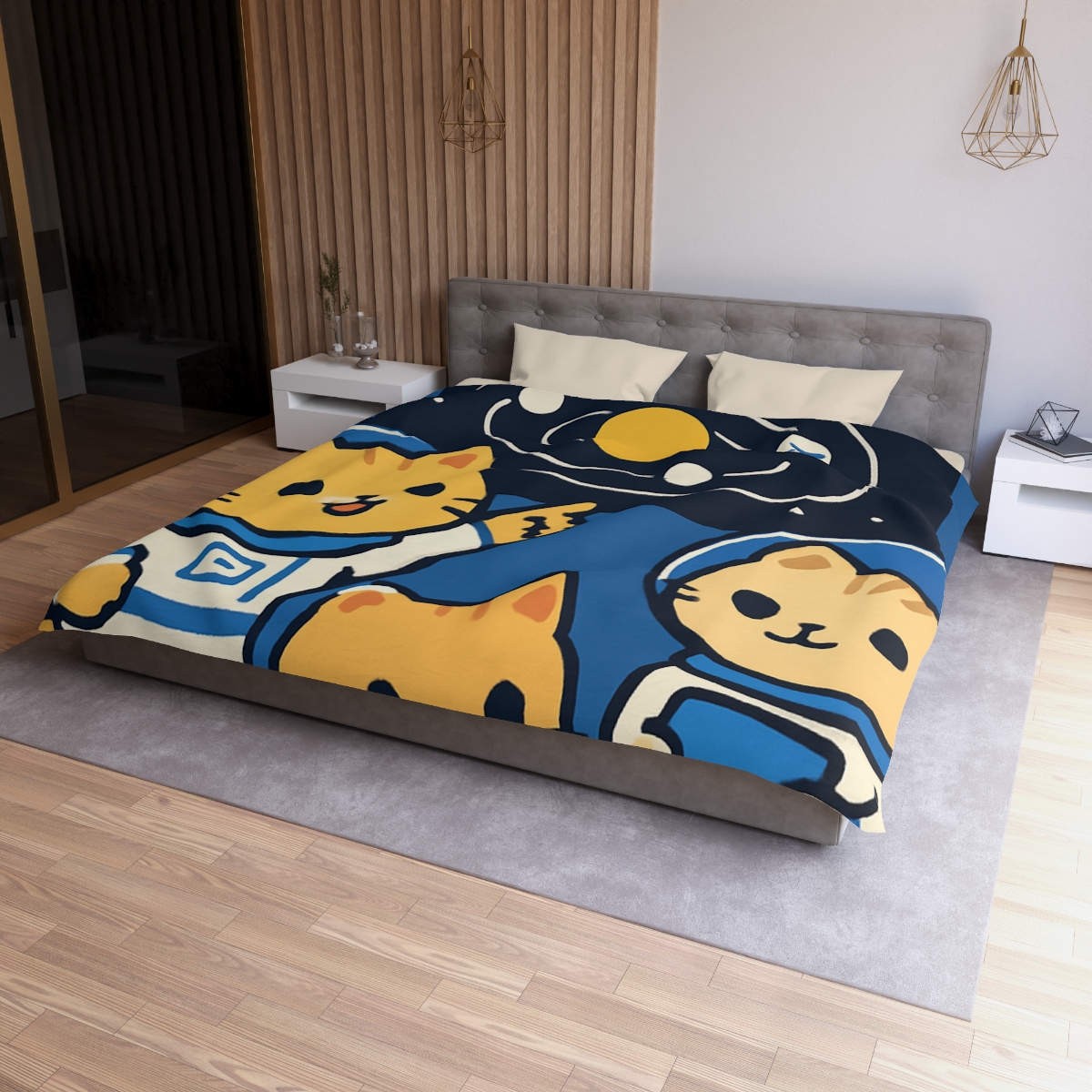 Space School For Curious Cats personalized bedding duvets