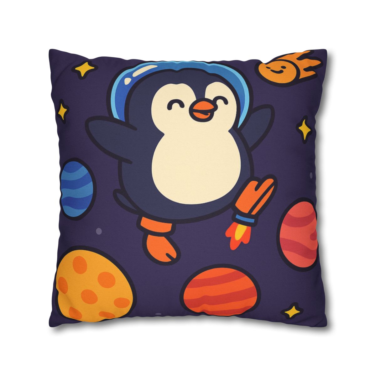 Planet Hopping Penguin Adventure stylish decorative pillowcases