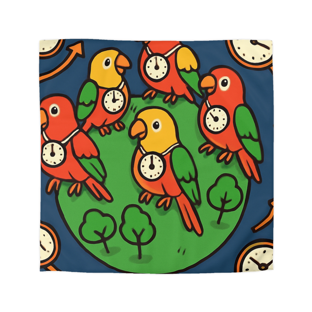 Time Traveling Parrot Planet personalized bedding duvets
