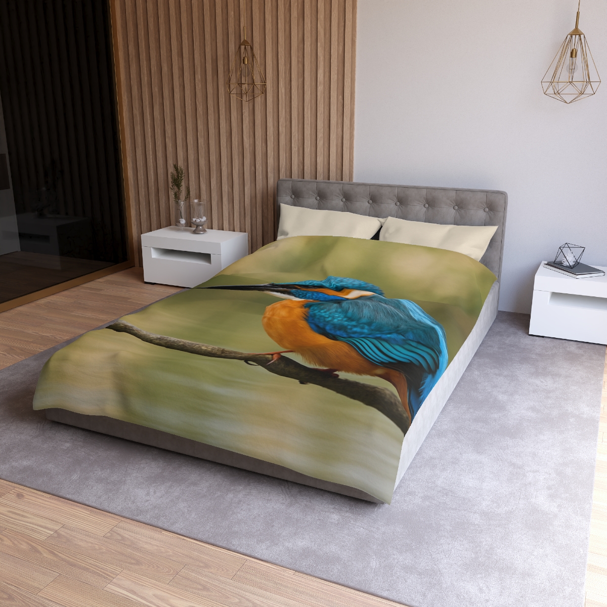 Crystal Dive Common Kingfisher unique patterned duvets