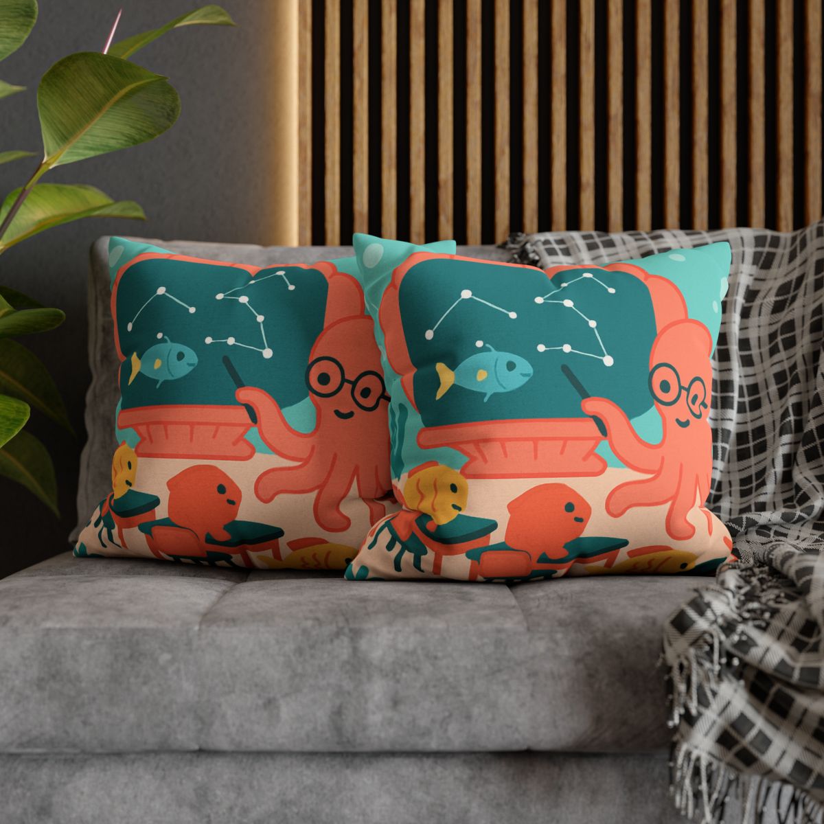 Cosmic Coral Classroom soft cotton pillow cases