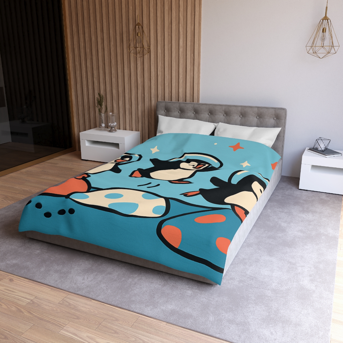 Planet Hopper Penguins personalized bedding duvets
