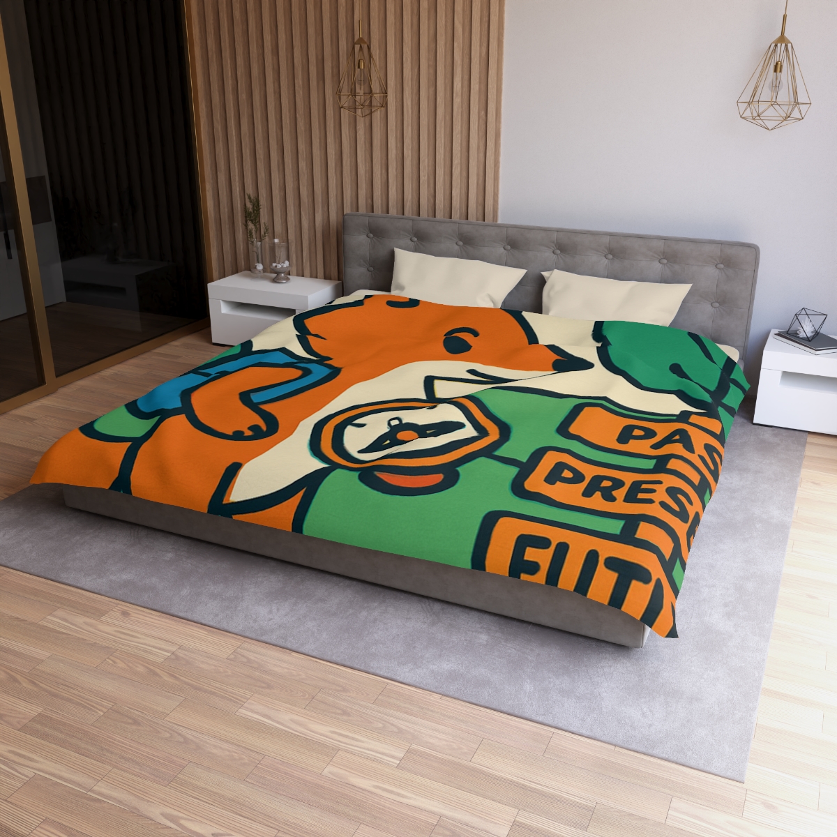 Time Traveling Forest Fox designer printed duvets