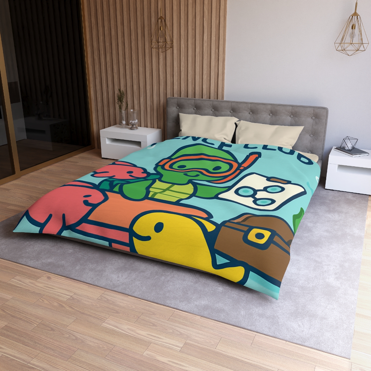Coral Reef Science Club Turtle personalized bedding duvets