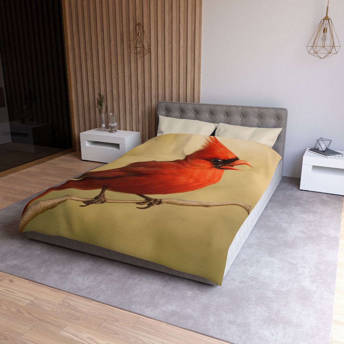 Crimson Hymn Cardinal designer printed duvets