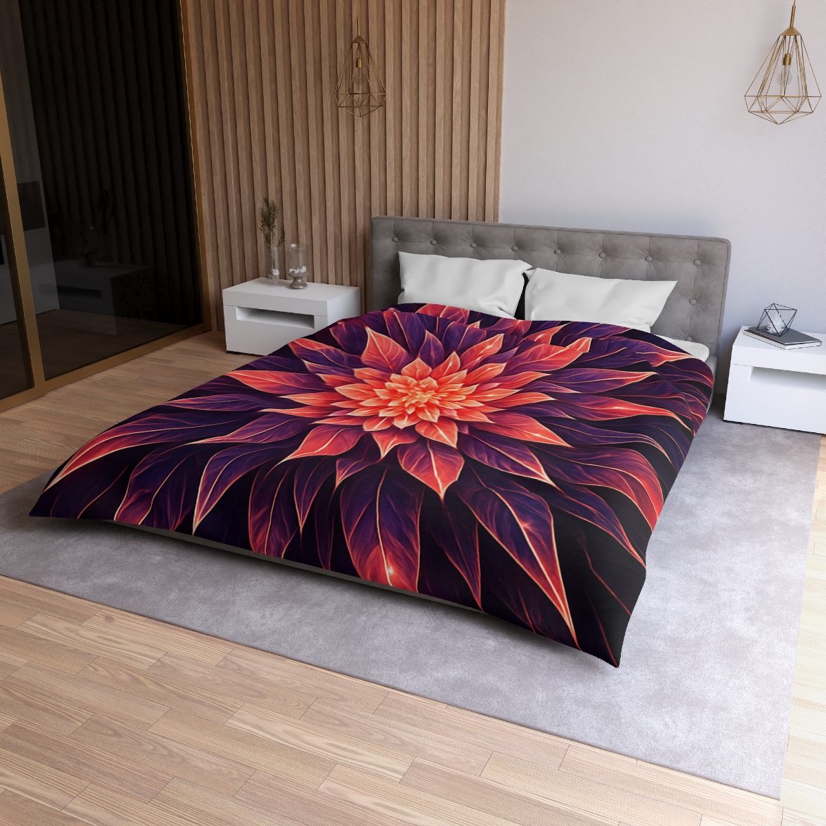 Cosmic Bloom Fractal personalized bedding duvets