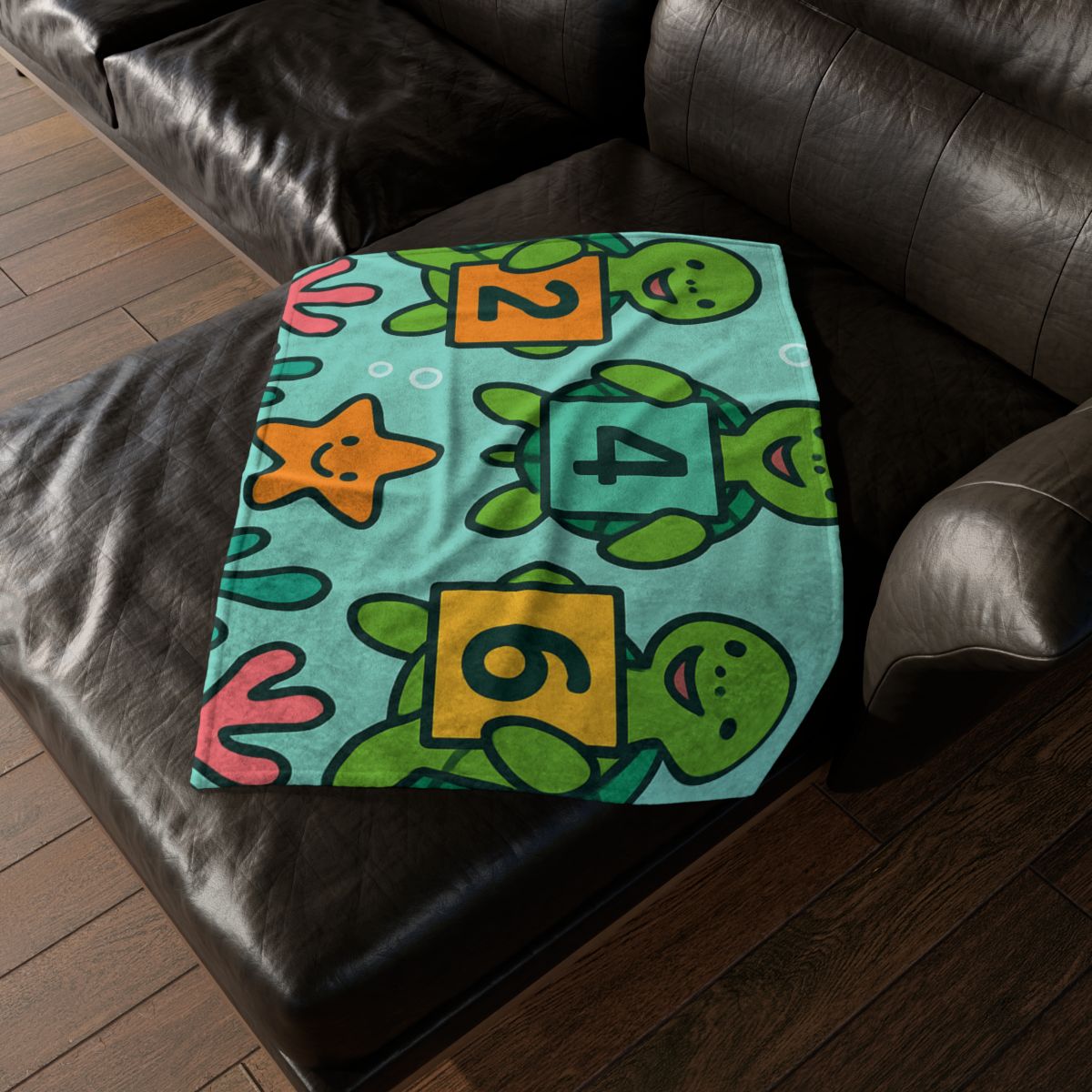 Coral Reef Math Parade Of Sea Turtles personalized cozy blankets