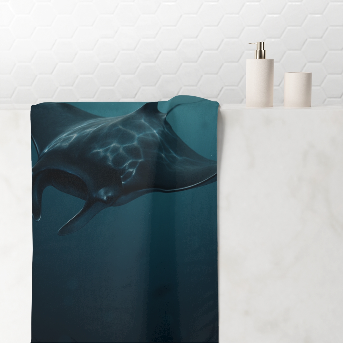 Starlit Glide Manta Ray trendy hand towels