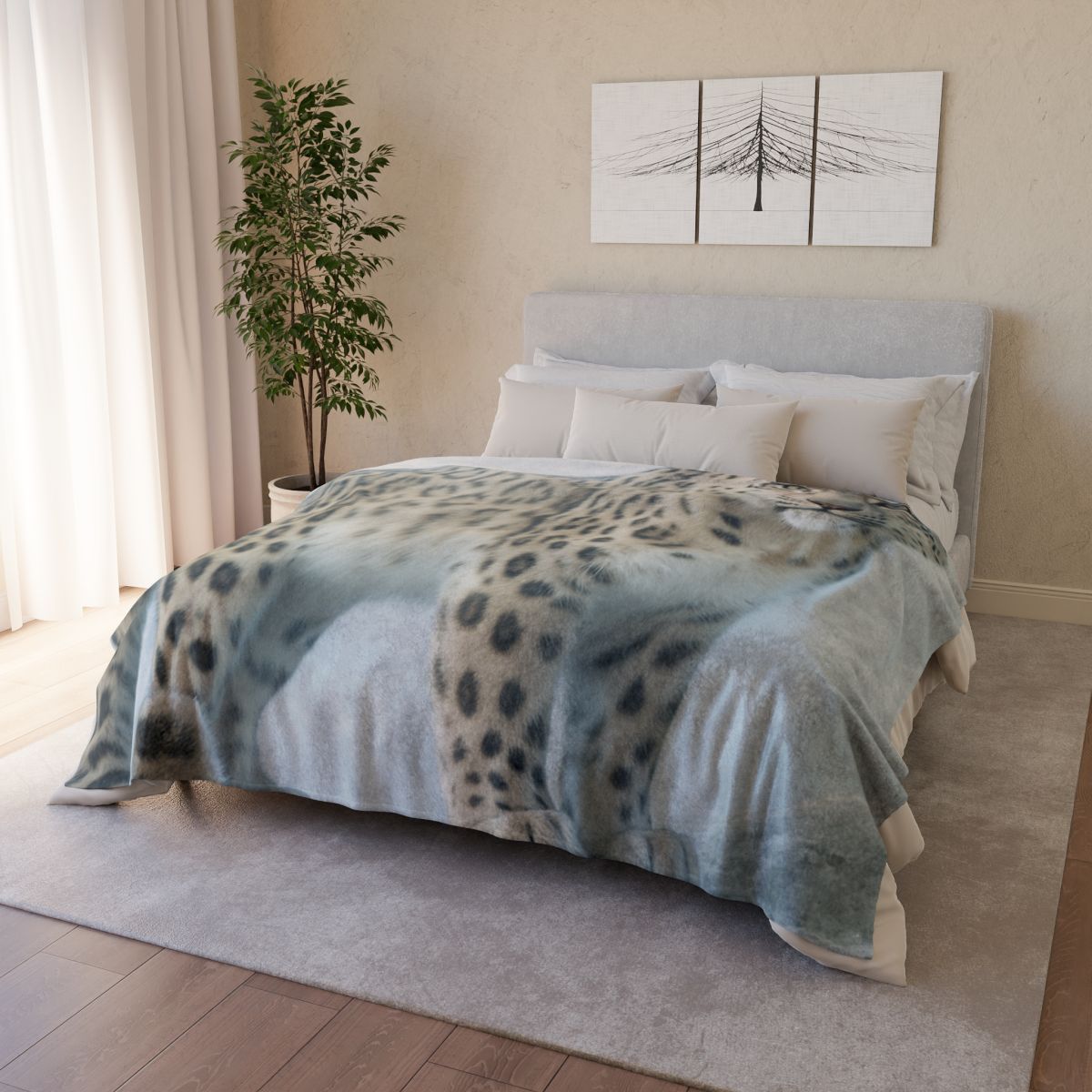 Frost Summit Snow Leopard decorative home blankets