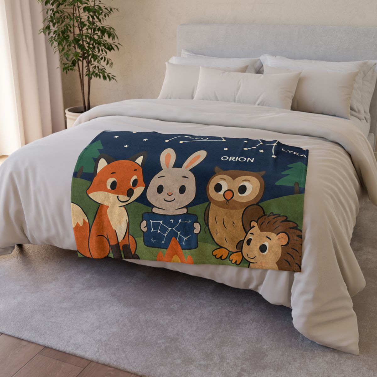 Constellation Campfire Critters stylish throw blankets